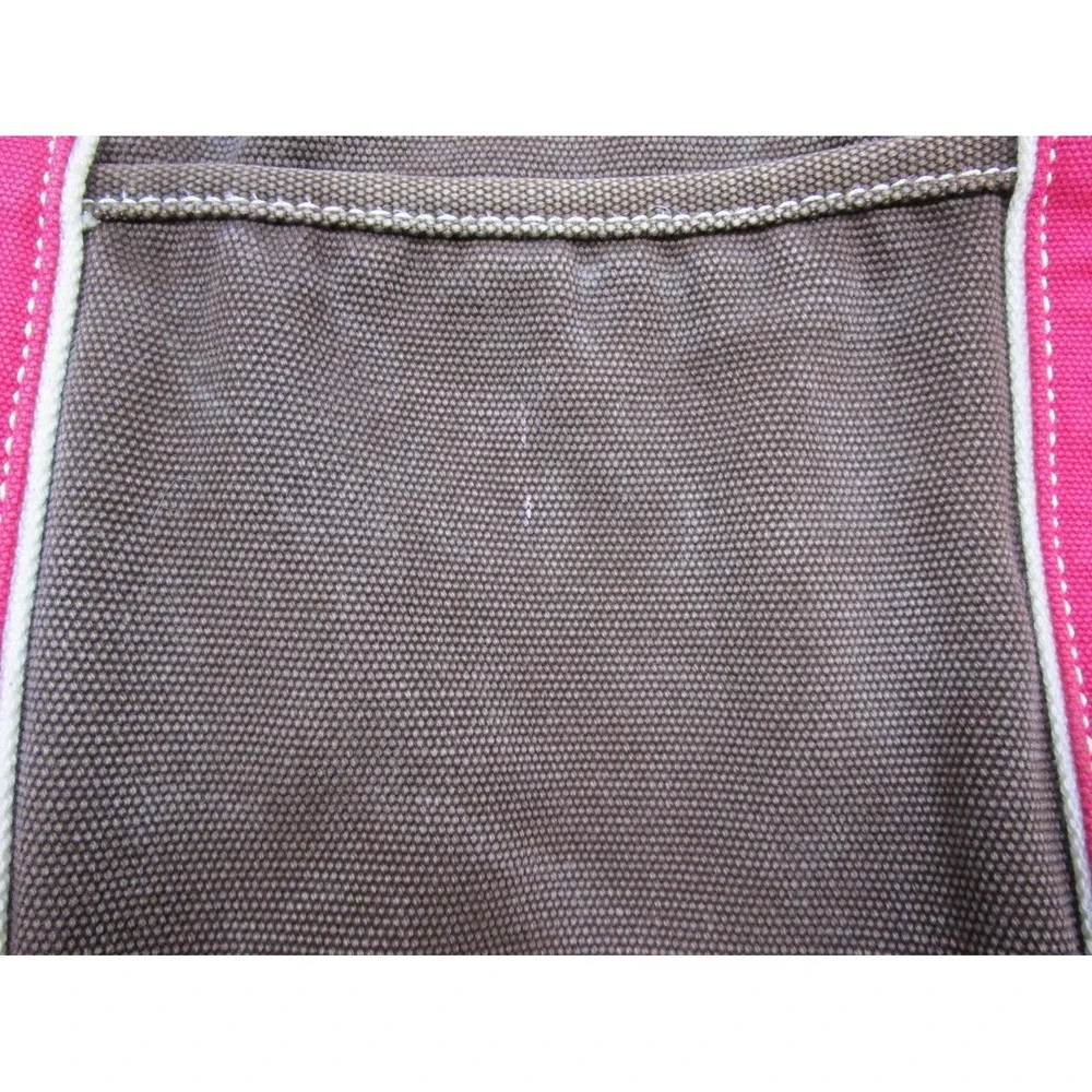 Vintage Y2K Lands End Tote Bag Heavyweight‎ Canvas Brown Pink 